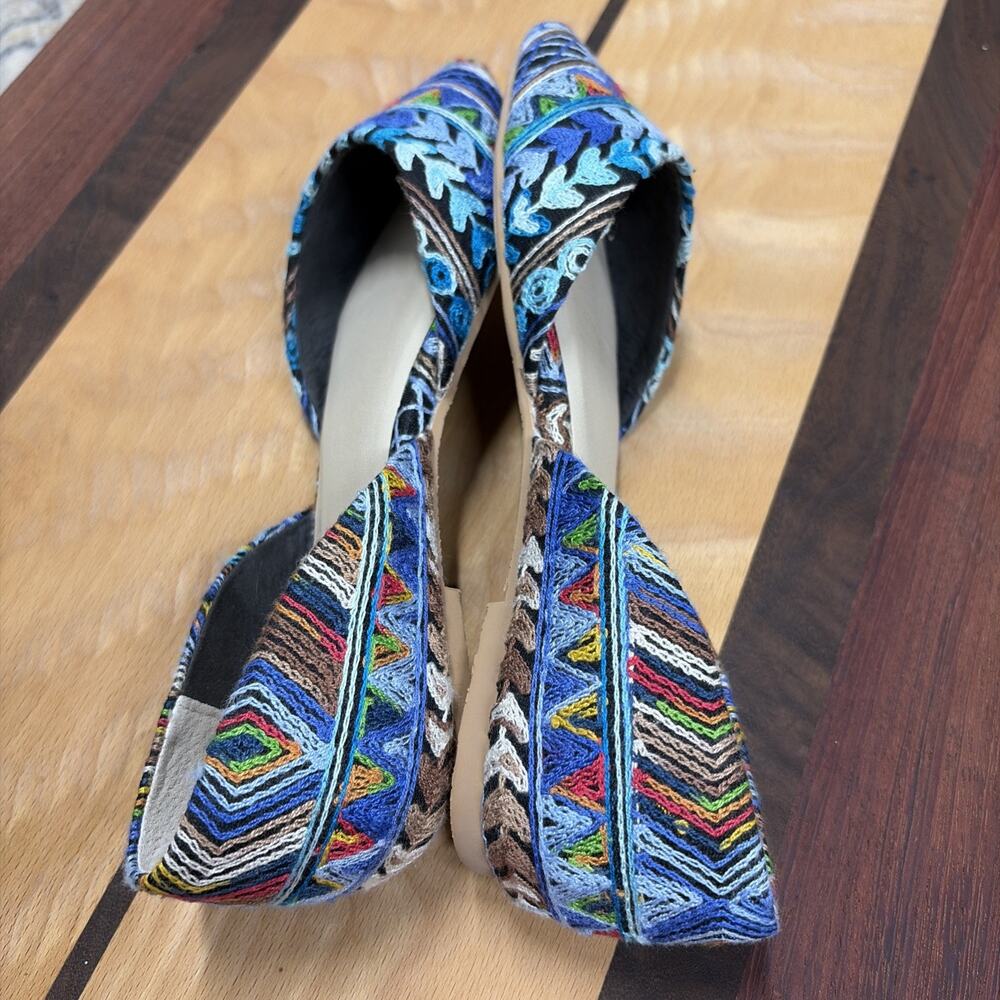 Seychelles - Embroidered Multicolor Point-Toe D’Orsay Flat - Women’s Size 6 - Picture 2 of 7